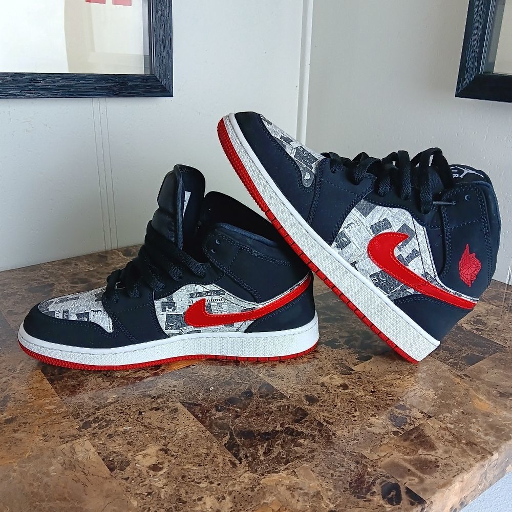 Nike Kids Black and Red High-Top Sneakers